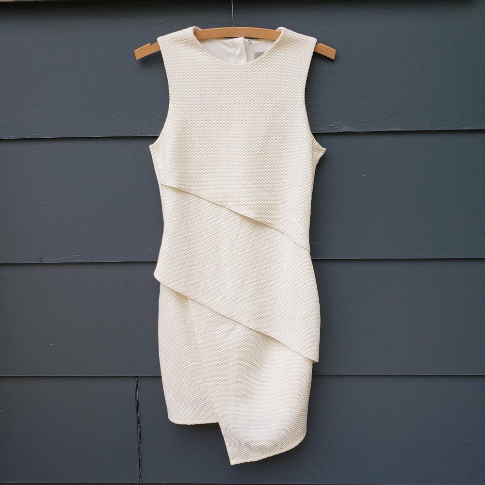 ASOS Creme Asymmetric Layered Sheath Dress - 4